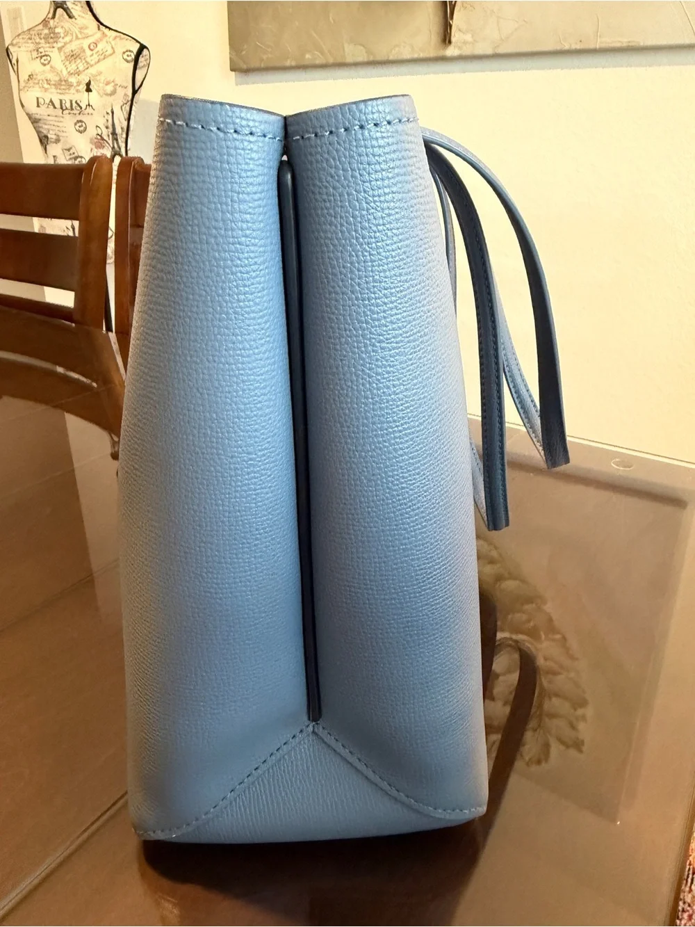 kate spade Gray Pebbled Leather Tote with Gold Logo